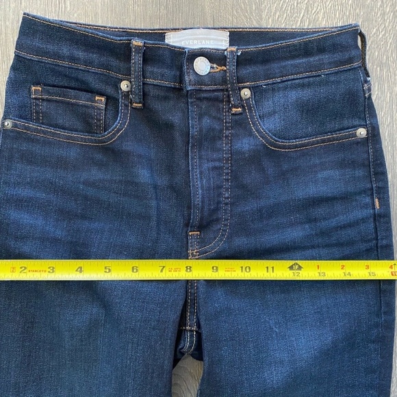 EVERLANE Authentic Stretch High Rise Skinny Jeans Dark Indigo Blue ~ 25 Ankle - Picture 7 of 12